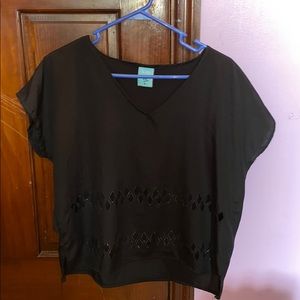 Black cut out shirt